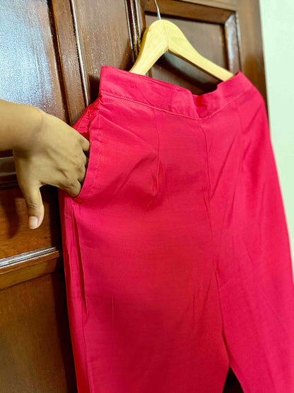 Magenta Pink Anarkali Set with Powder Blue Shawl - D03