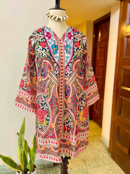 Multi Colour White Rayon Co-Ord - D05