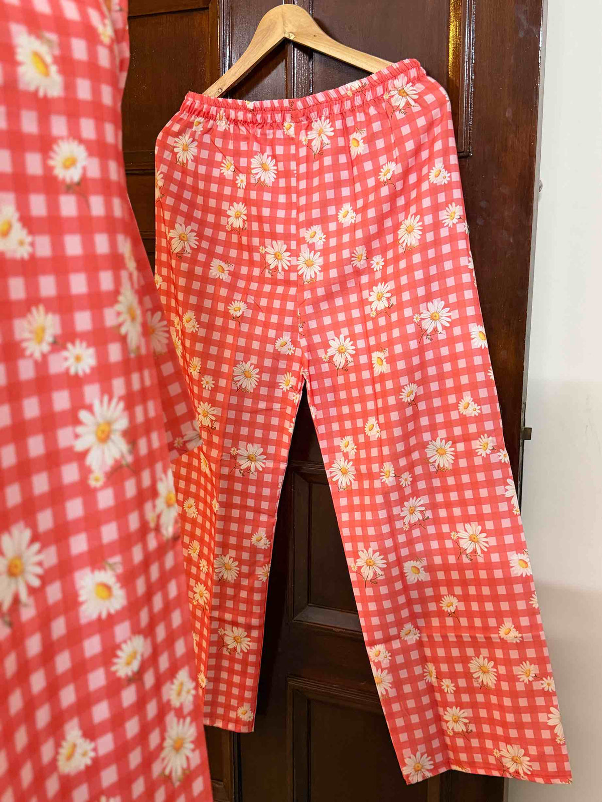 Red Checked Rayon Co-ord - D06