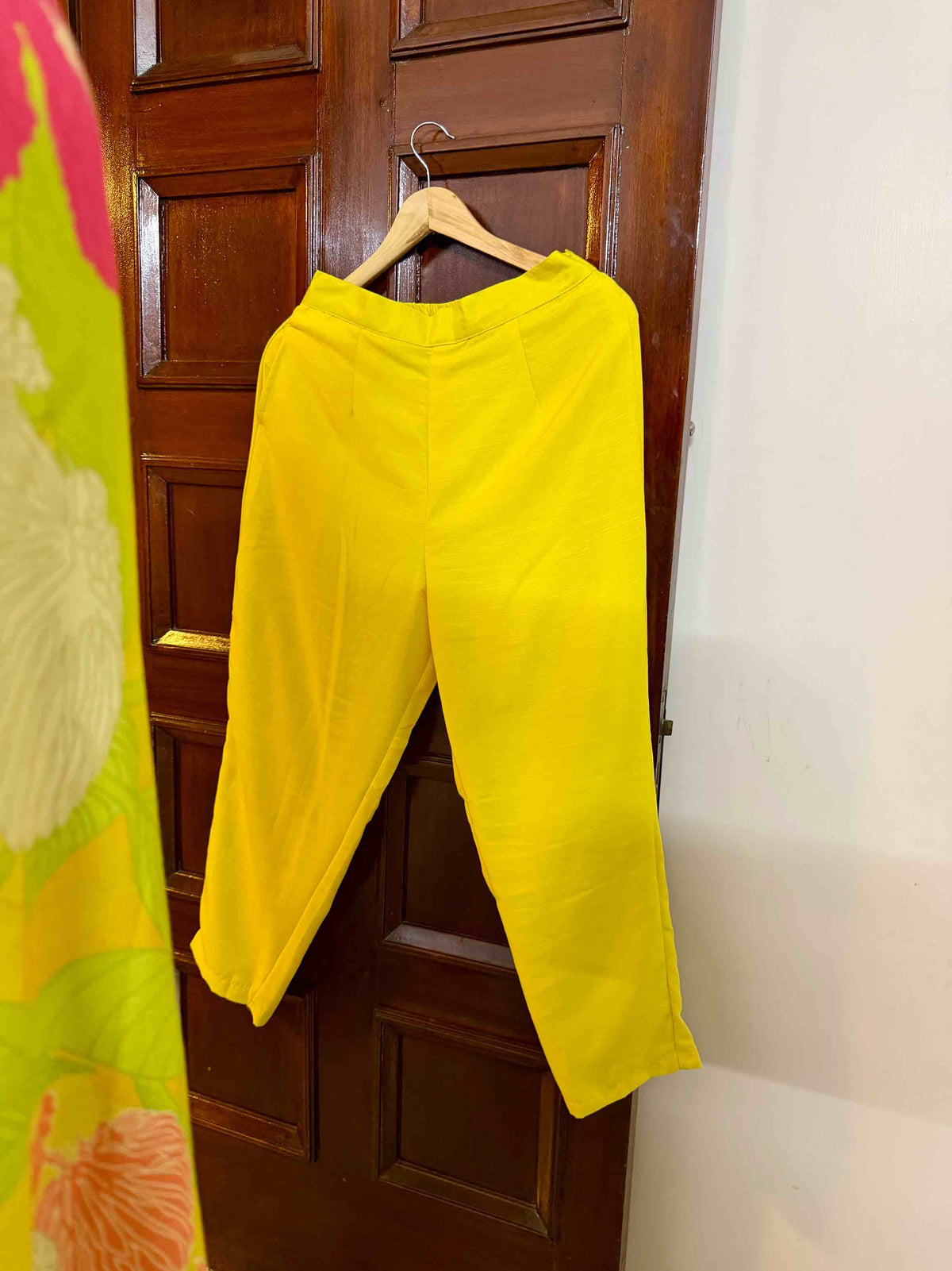 Yellow Floral Poly Rayon Set - D11