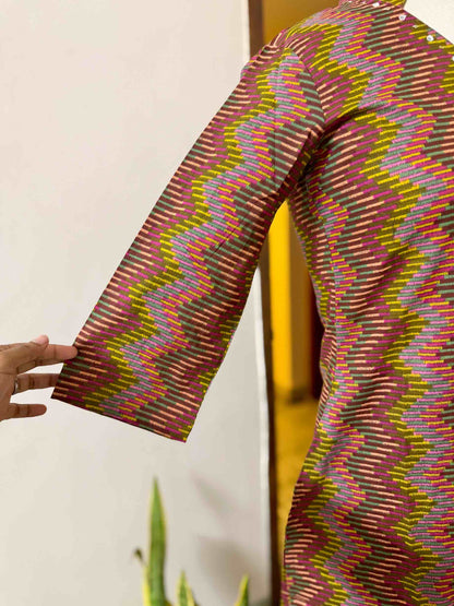 Multi Brown Cotton Zig Zag Co-Ord - D14