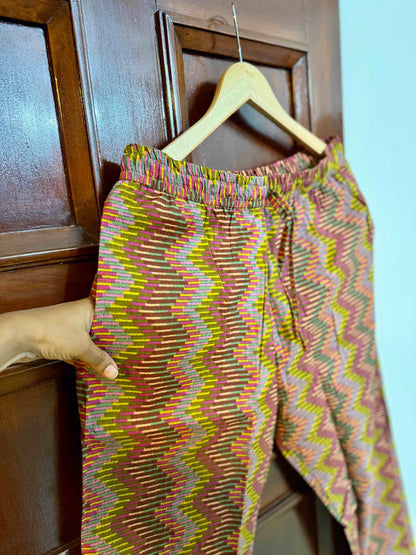 Multi Brown Cotton Zig Zag Co-Ord - D14