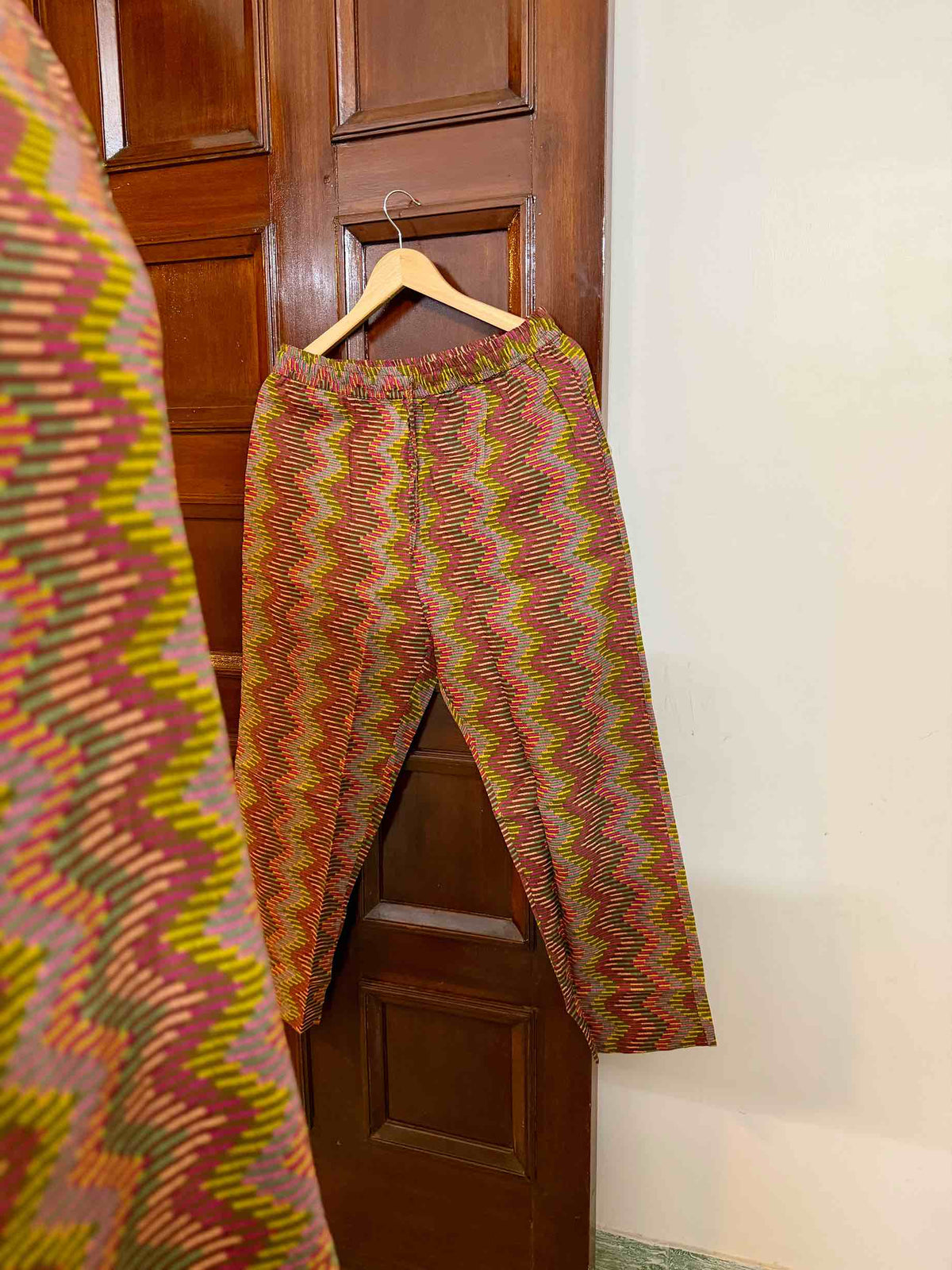 Multi Brown Cotton Zig Zag Co-Ord - D14