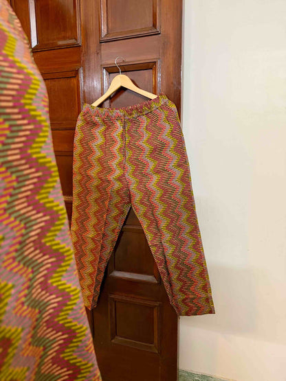 Multi Brown Cotton Zig Zag Co-Ord - D14