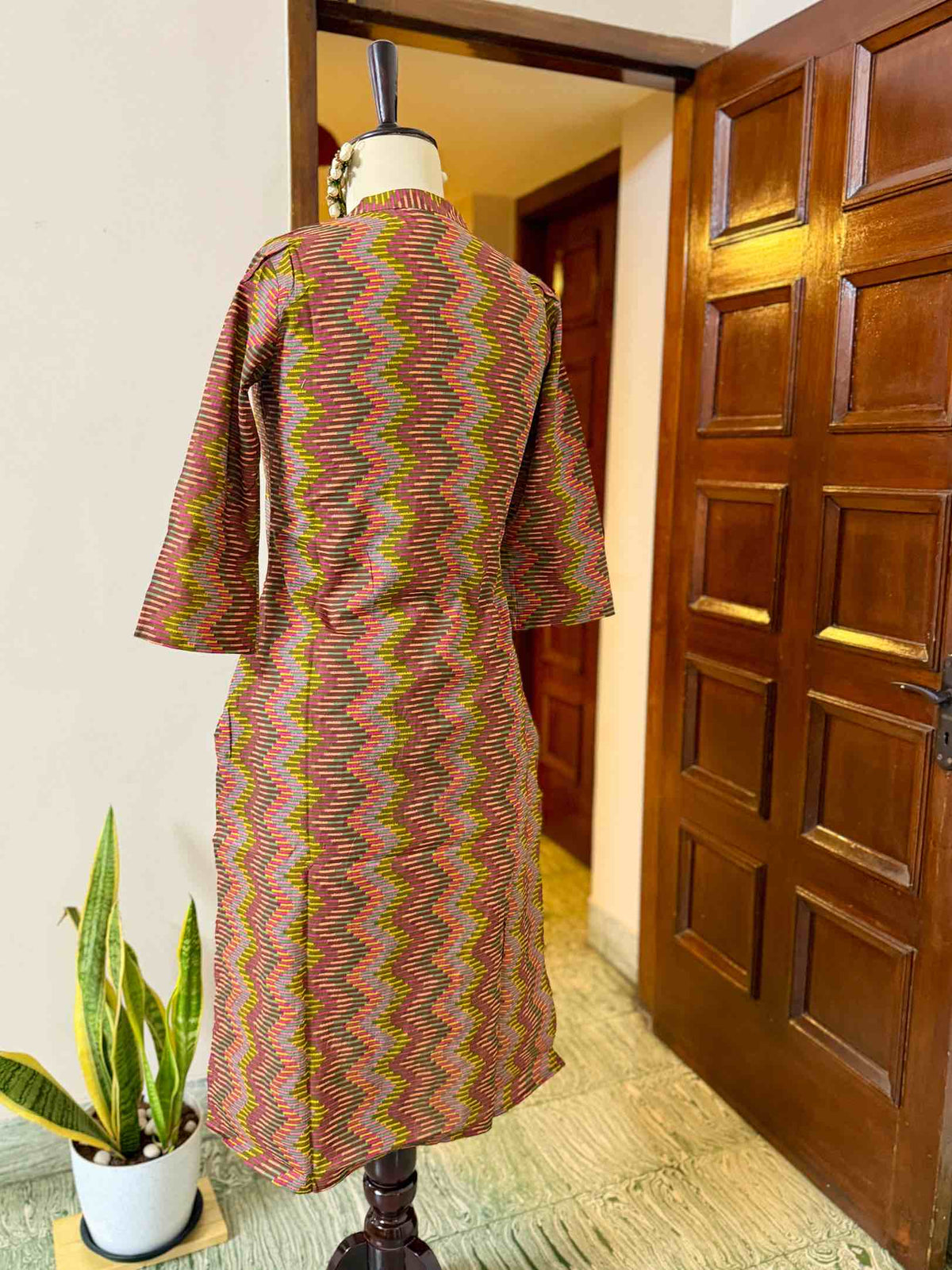 Multi Brown Cotton Zig Zag Co-Ord - D14