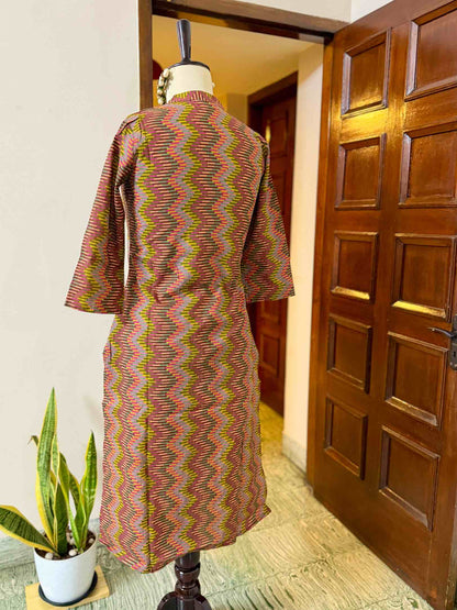 Multi Brown Cotton Zig Zag Co-Ord - D14